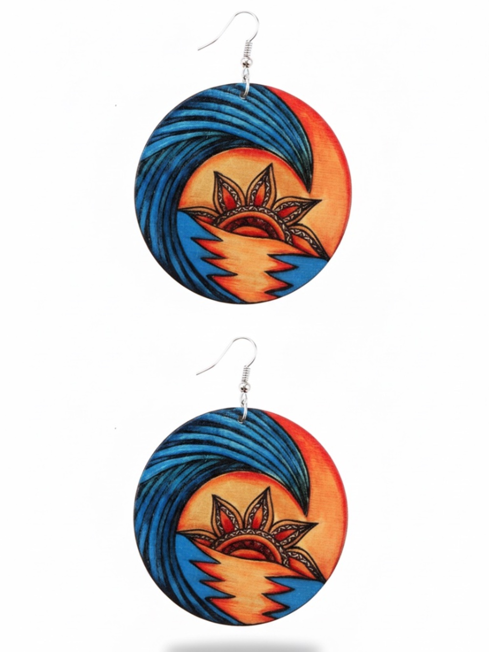 Womens Round‎ Wood Earrings